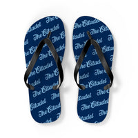 Load image into Gallery viewer, The Citadel, Script Patterned Flip Flops
