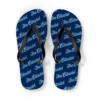 Load image into Gallery viewer, The Citadel, Script Patterned Flip Flops
