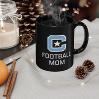 Load image into Gallery viewer, The Citadel, Block C logo, Football Mom, 11oz Black Coffee Mug
