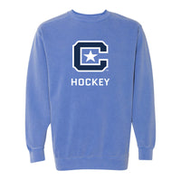 Load image into Gallery viewer, The Citadel, Club Sports - Hockey, C Star, Comfort Colors® Ring Spun Crewneck Sweatshirt - Flo Blue
