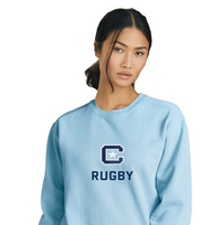 Load image into Gallery viewer, The Citadel Block C, Club Sports - Rugby, Embroidered Unisex Comfort Colors ® Ring Spun Crewneck Sweatshirt - Chambray
