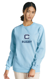 Load image into Gallery viewer, The Citadel Block C, Club Sports - Rugby, Embroidered Unisex Comfort Colors ® Ring Spun Crewneck Sweatshirt - Chambray
