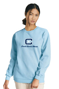 Load image into Gallery viewer, The Citadel Block C, Proud Bonus Mom, Comfort Colors ® Ring Spun Crewneck Sweatshirt- Chambray

