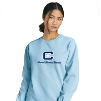 Load image into Gallery viewer, The Citadel Block C, Proud Bonus Mom, Comfort Colors ® Ring Spun Crewneck Sweatshirt- Chambray
