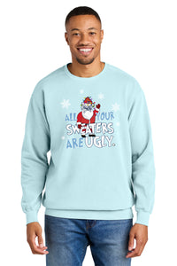 Load image into Gallery viewer, The Citadel, &quot;All Your Sweaters Are Ugly&quot;, Ring Spun Holiday Crewneck Sweatshirt - Light Blue
