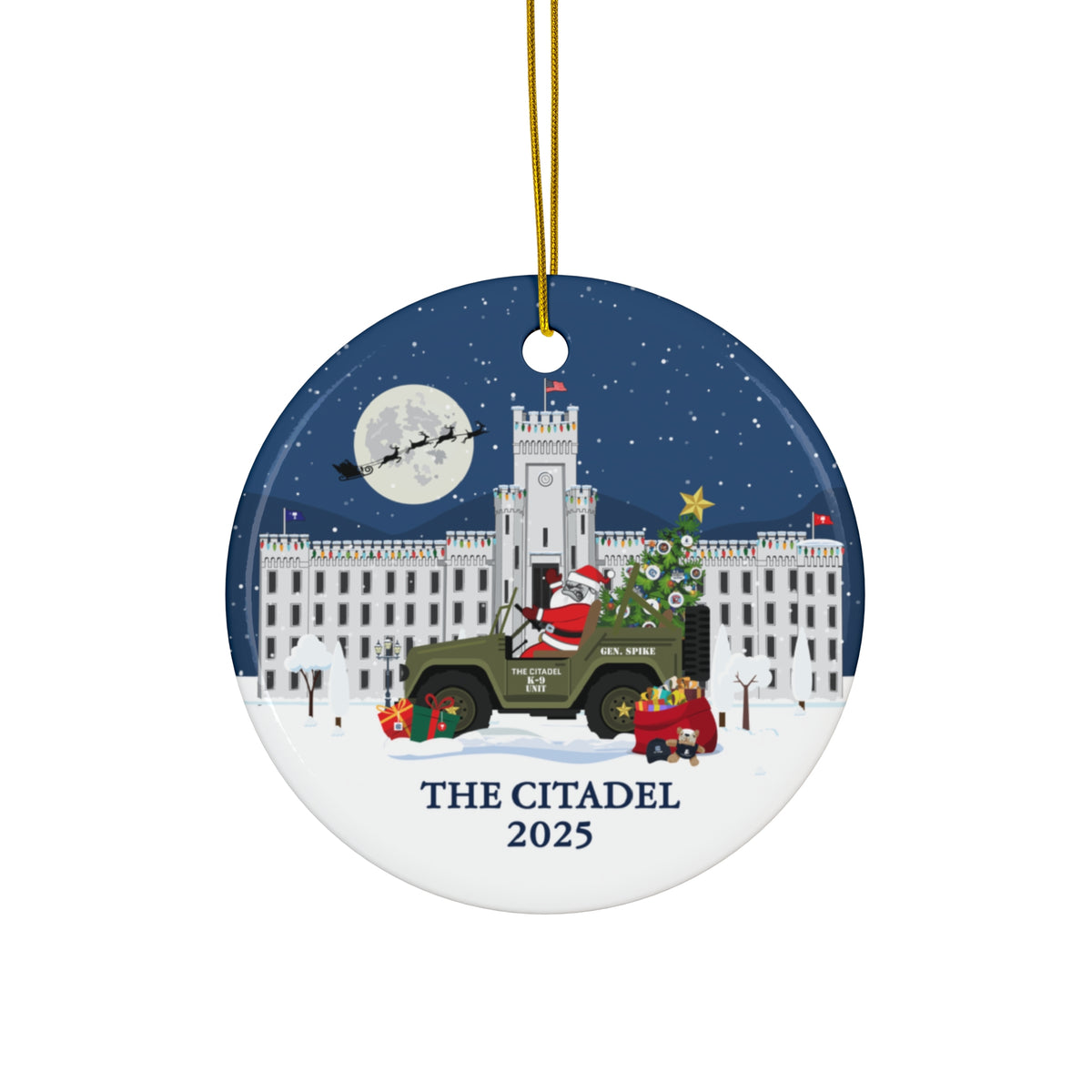 The Citadel, Christmas Jeep Spike, Ceramic Ornament, 2 Shapes