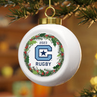 Load image into Gallery viewer, The Citadel, Club Sports, Rugby, 2023 Christmas Ball Ceramic Ornament
