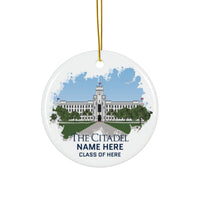 Load image into Gallery viewer, The Citadel, Customized Name and Year,  Ceramic Ornament, Circle
