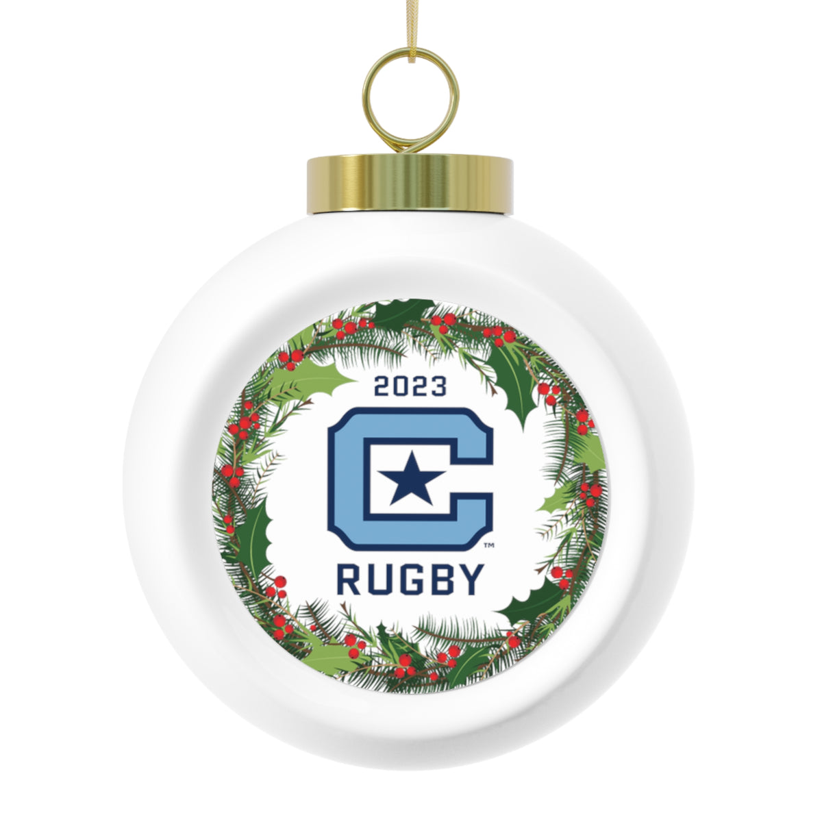 The Citadel, Club Sports, Rugby, 2023 Christmas Ball Ceramic Ornament