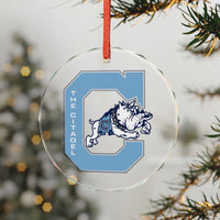 Load image into Gallery viewer, The Citadel, Jumping Bulldog, Crystal Glass Ornament
