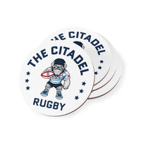 Load image into Gallery viewer, The Citadel, Club Sports - Rugby, Cork Back Coaster - White
