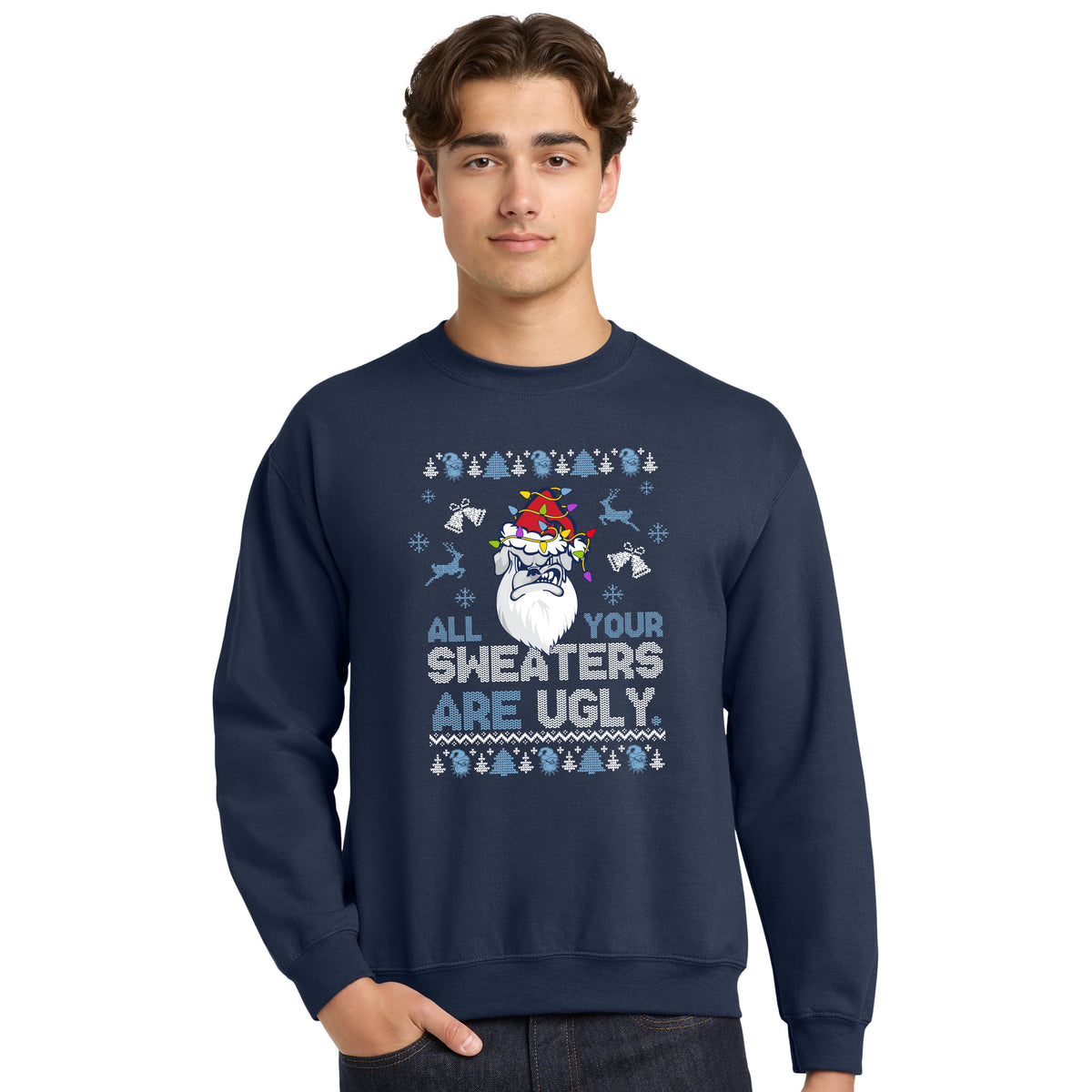 The Citadel, "All Your Sweaters Are Ugly" Knit-Style, Heavy Blend™ Holiday Crewneck Sweatshirt - Navy
