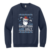 Load image into Gallery viewer, The Citadel, &quot;All Your Sweaters Are Ugly&quot; Knit-Style, Heavy Blend™ Holiday Crewneck Sweatshirt - Navy
