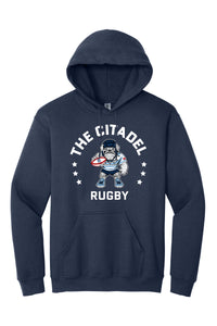 Load image into Gallery viewer, The Citadel Block C Star logo, Club Sports -  Rugby,  Heavy Blend™ Hooded Sweatshirt - Navy

