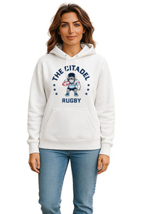 Load image into Gallery viewer, The Citadel Block C Star logo, Club Sports -  Rugby,  Heavy Blend™ Hooded Sweatshirt - White
