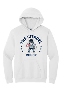 Load image into Gallery viewer, The Citadel Block C Star logo, Club Sports -  Rugby,  Heavy Blend™ Hooded Sweatshirt - White

