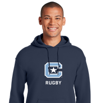 Load image into Gallery viewer, The Citadel Block C Star logo, Club Sports - Unisex Rugby,  Heavy Blend™ Hooded Sweatshirt Navy
