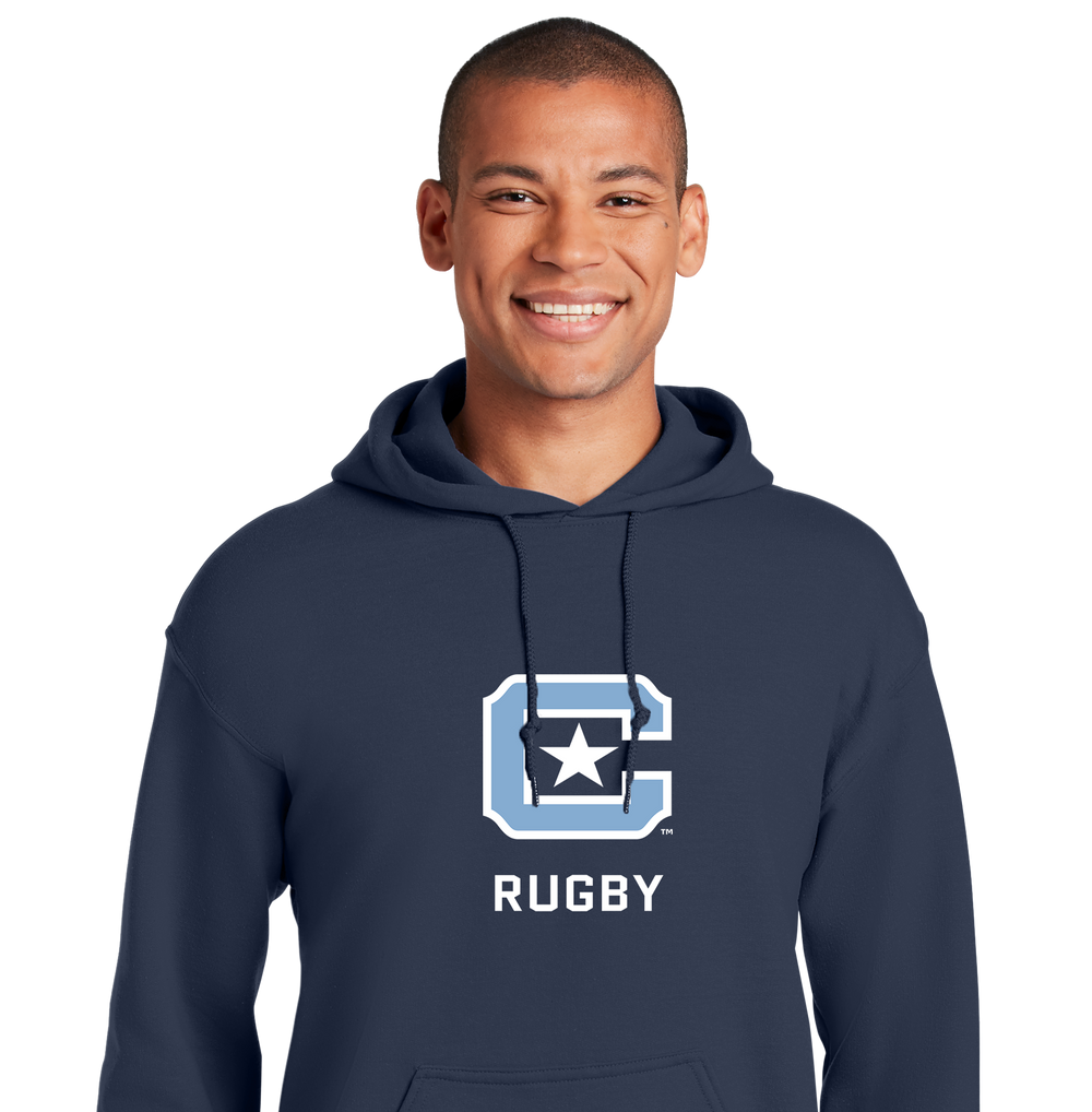 The Citadel Block C Star logo, Club Sports - Unisex Rugby,  Heavy Blend™ Hooded Sweatshirt Navy