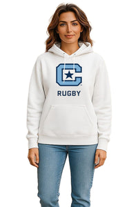 Load image into Gallery viewer, The Citadel Block C Star logo, Club Sports - Unisex Rugby,  Heavy Blend™ Hooded Sweatshirt - White
