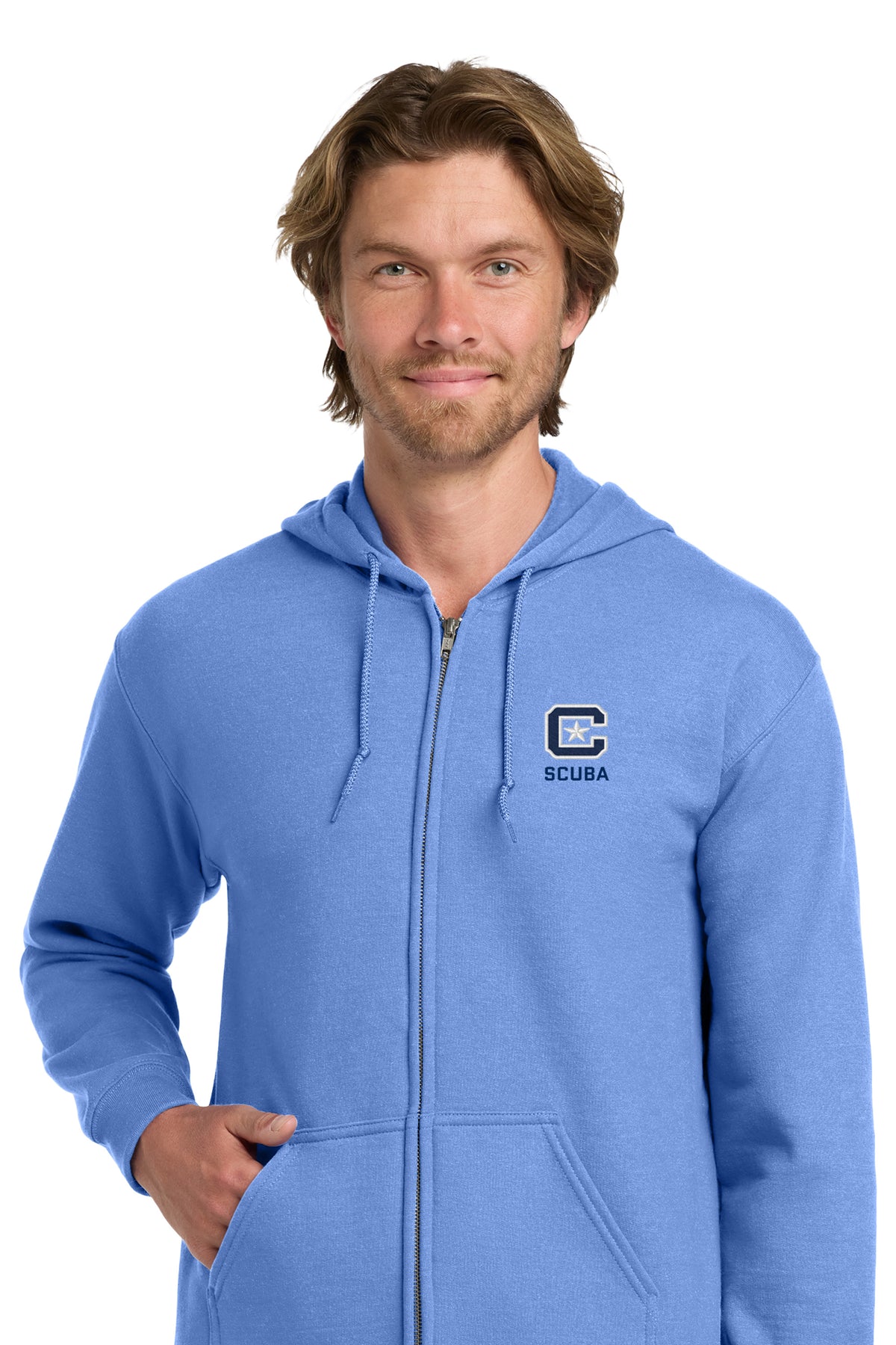 The Citadel, C Star, Club Sports - Scuba,  Heavy Blend™ Full-Zip Hooded Sweatshirt - Carolina Blue
