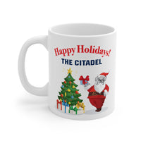 Load image into Gallery viewer, The Citadel, Happy Holidays! Santa Spike, Mug 11oz - Front
