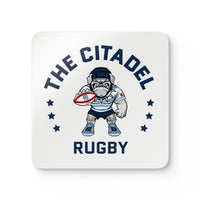 Load image into Gallery viewer, The Citadel, Club Sports - Rugby, Corkwood Coaster Set of 4 - White
