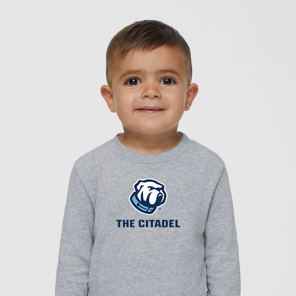 The Citadel, Bulldog, Toddler Cotton Jersey Long Sleeve Tee - Gray
