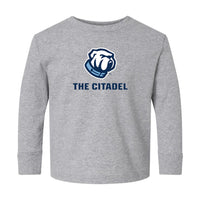 Load image into Gallery viewer, The Citadel, Bulldog, Toddler Cotton Jersey Long Sleeve Tee - Gray
