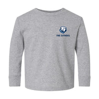Load image into Gallery viewer, The Citadel Bulldog, Toddler Cotton Jersey Long Sleeve Tee - Gray
