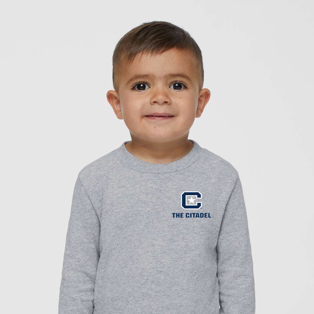 The Citadel C, Toddler Cotton Jersey Long Sleeve Tee - Gray