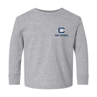 Load image into Gallery viewer, The Citadel C, Toddler Cotton Jersey Long Sleeve Tee - Gray
