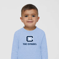 Load image into Gallery viewer, The Citadel C, Toddler Cotton Jersey Long Sleeve Tee - Light Blue
