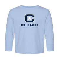 Load image into Gallery viewer, The Citadel C, Toddler Cotton Jersey Long Sleeve Tee - Light Blue

