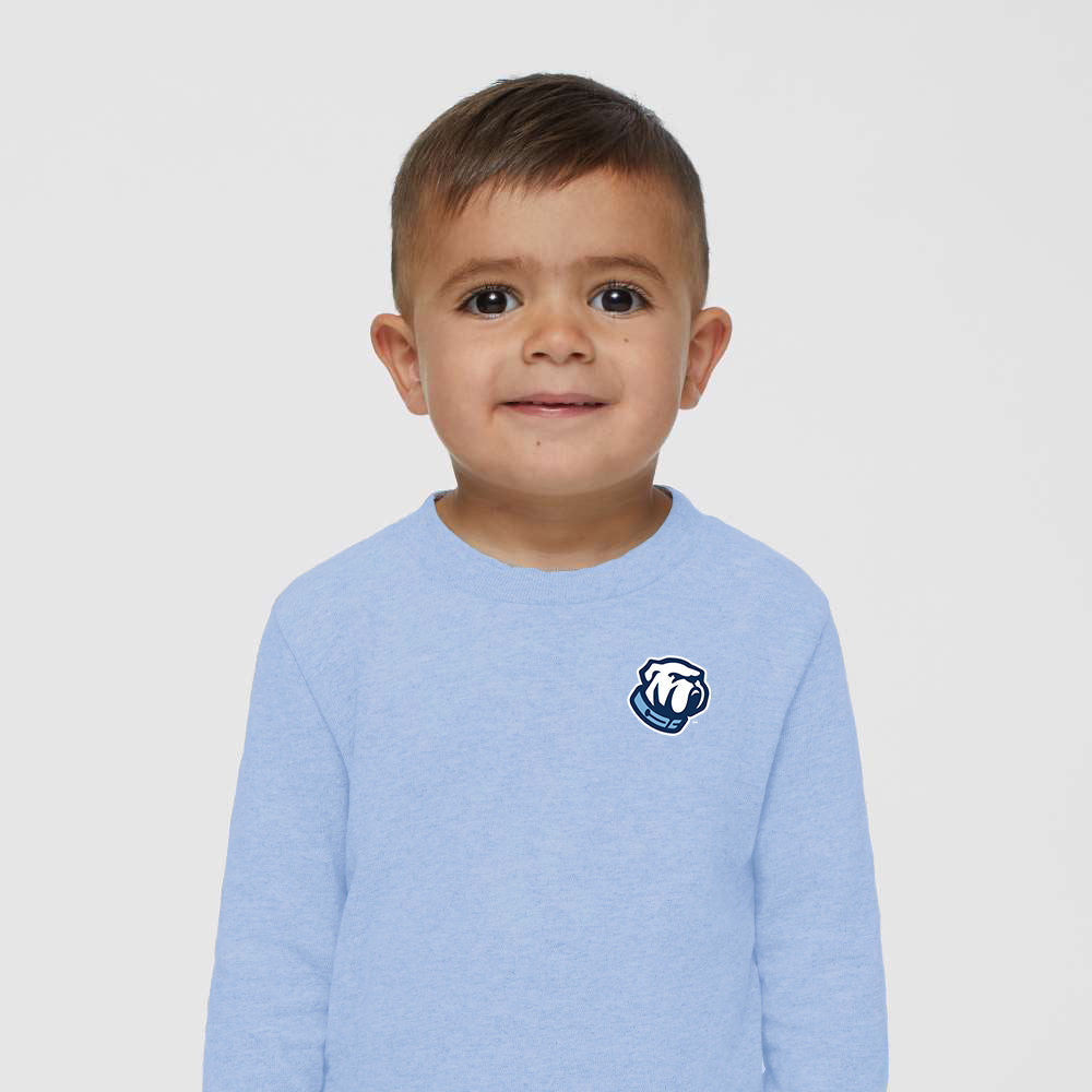 The Citadel. Bulldog, Toddler Cotton Jersey Long Sleeve Tee - Light Blue