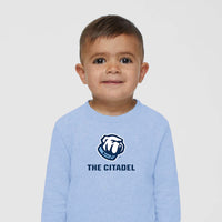 Load image into Gallery viewer, The Citadel, Bulldog, Toddler Cotton Jersey Long Sleeve Tee - Light Blue

