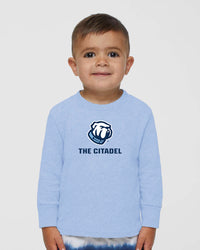 Load image into Gallery viewer, The Citadel, Bulldog, Toddler Cotton Jersey Long Sleeve Tee - Light Blue
