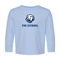 Load image into Gallery viewer, The Citadel, Bulldog, Toddler Cotton Jersey Long Sleeve Tee - Light Blue
