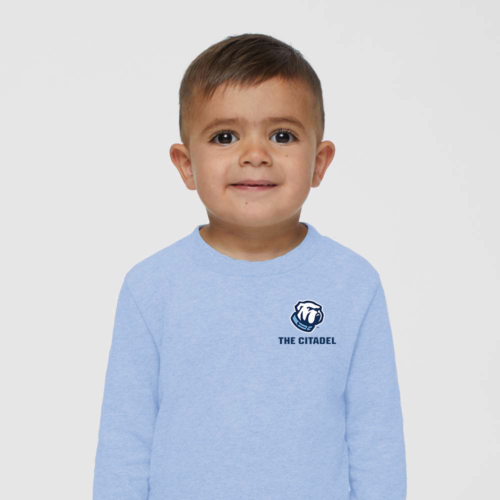 The Citadel Bulldog, Toddler Cotton Jersey Long Sleeve Tee - Light Blue