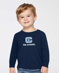 Load image into Gallery viewer, The Citadel C, Toddler Cotton Jersey Long Sleeve Tee - Navy
