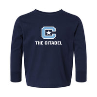 Load image into Gallery viewer, The Citadel C, Toddler Cotton Jersey Long Sleeve Tee - Navy

