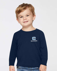 Load image into Gallery viewer, The Citadel C, Toddler Cotton Jersey Long Sleeve Tee - Navy
