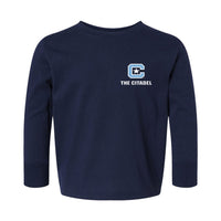 Load image into Gallery viewer, The Citadel C, Toddler Cotton Jersey Long Sleeve Tee - Navy
