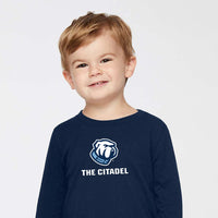 Load image into Gallery viewer, The Citadel, Bulldog, Toddler Cotton Jersey Long Sleeve Tee - Navy
