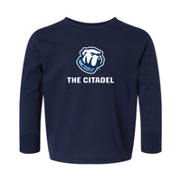 Load image into Gallery viewer, The Citadel, Bulldog, Toddler Cotton Jersey Long Sleeve Tee - Navy
