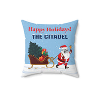 Load image into Gallery viewer, The Citadel, Happy Holidays! Santa Spike, Spun Polyester Square Pillow
