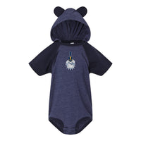 Load image into Gallery viewer, The Citadel Baby, Infant Fine Jersey Raglan Bodysuit with Hood &amp; Ears - Navy
