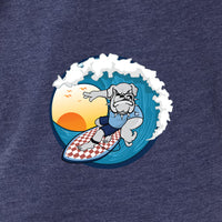 Load image into Gallery viewer, The Citadel, Spike Surfing, Infant Fine Jersey Raglan Bodysuit with Hood &amp; Ears - Navy
