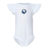 Load image into Gallery viewer, The Citadel, Bulldog, Infant Flutter Sleeve Baby Rib Bodysuit - White
