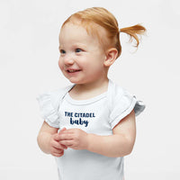 Load image into Gallery viewer, The Citadel, Citadel Baby , Infant Flutter Sleeve Baby Rib Bodysuit - White
