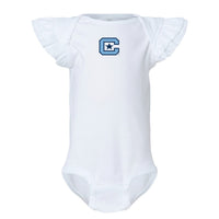 Load image into Gallery viewer, The Citadel, C Star, Infant Flutter Sleeve Baby Rib Bodysuit - White
